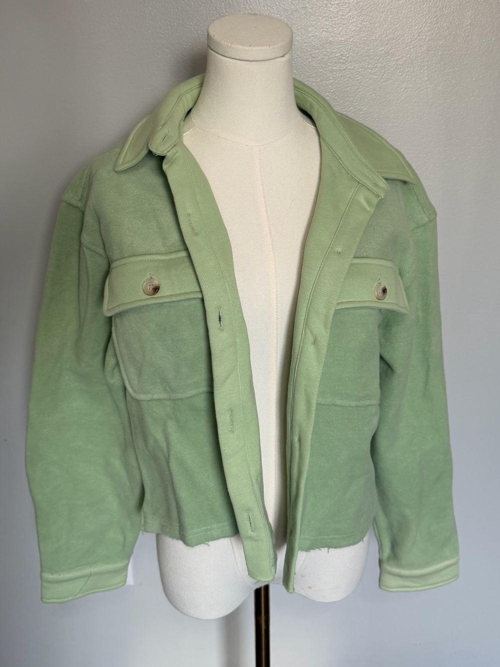 Light Sage Utility Jacket with Front Flap Pockets